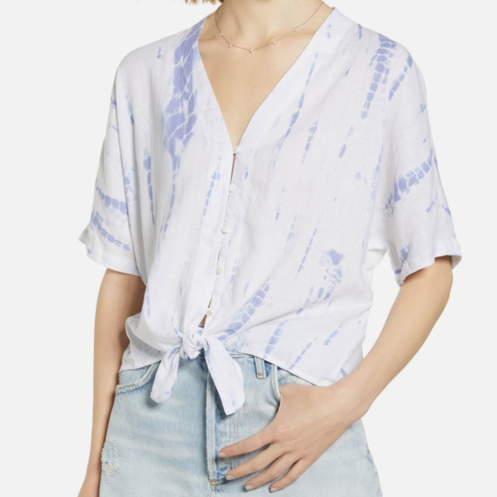 Rails Thea Tie Waist Blouse, Cloud Tie Dye, Small